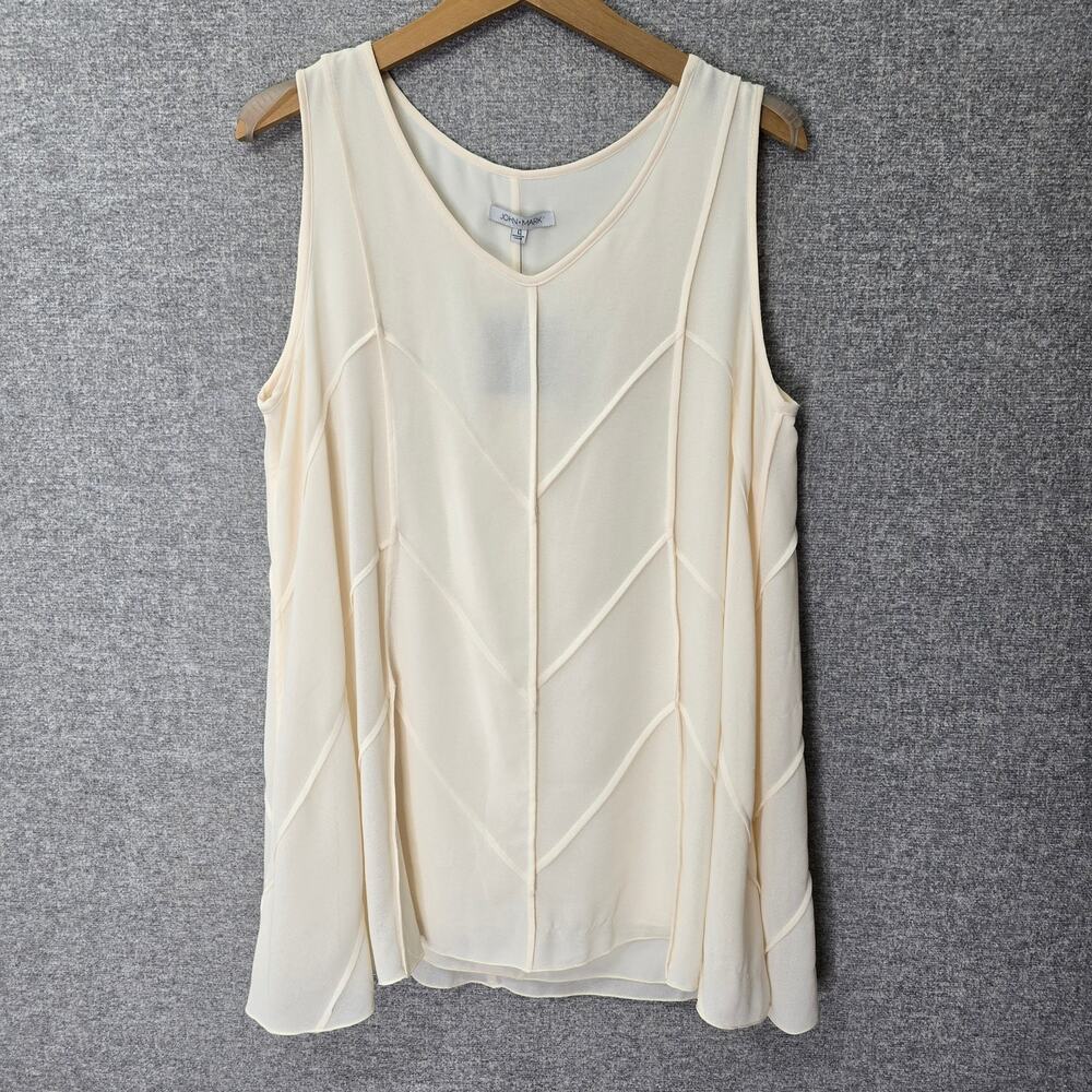 JOHN MARK ESSENTIALS CREAM SLEEVELESS TOP, SIZE L, NWT